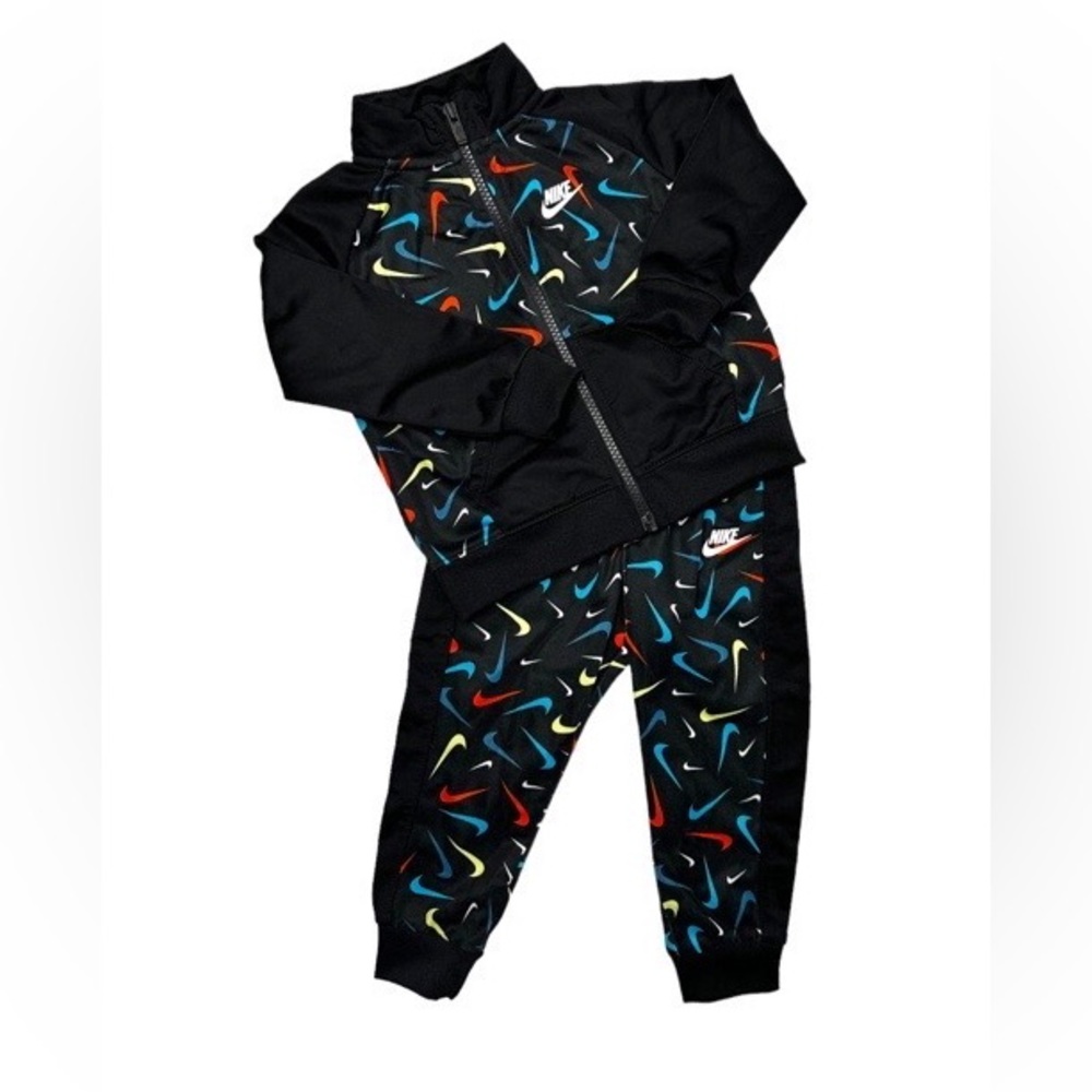 Nike Toddler Boy Multi-colored Check Printed Track Suit Set Black Size 18 Months